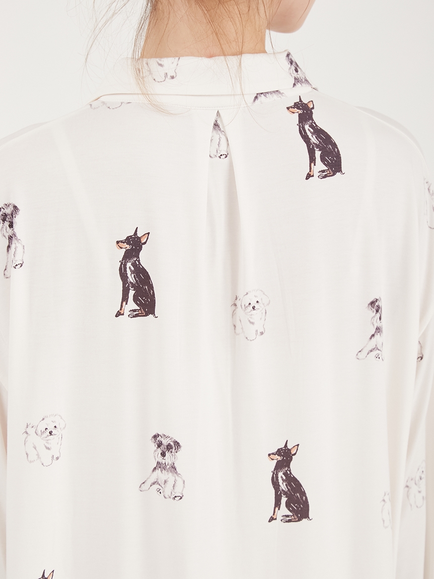 CAT&DOG柄シャツパジャマ(カットソー・Tシャツ)｜ルームウェア