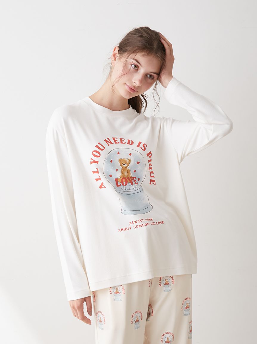 【HOLIDAY】スノードームベアワンポイントロングTシャツ | PWCT235228