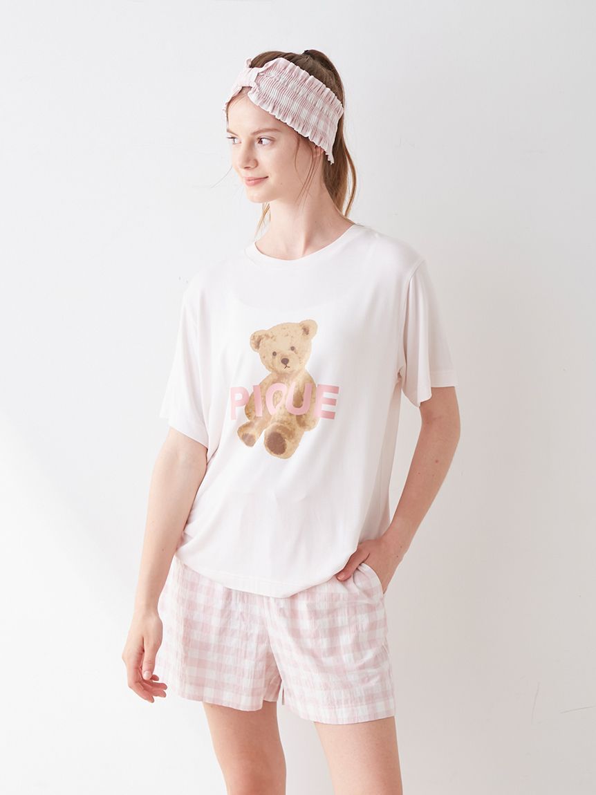 ジェラートピケ ロゴTシャツベア柄ショートパンツセット