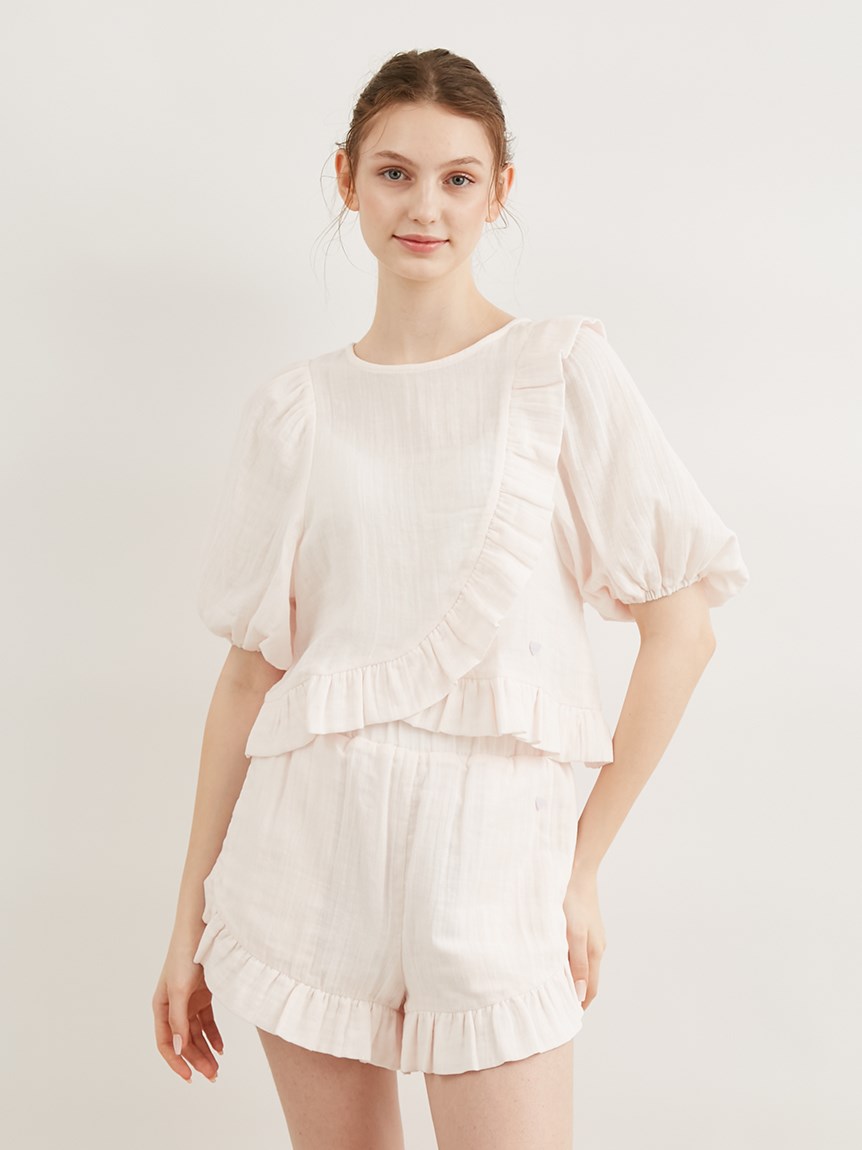 PINK】フリルプルオーバー(カットソー・Tシャツ)|ルームウェア 最安値販売中 えみ様専用 GASA* ガサ プルオーバー カットソー フリル Tシャツ/カットソー(七分/長袖)