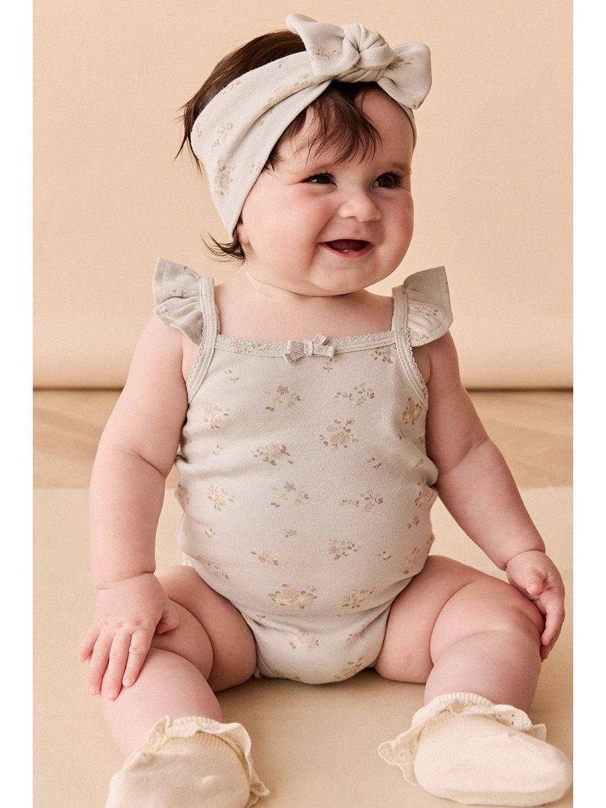 キャミボディスーツPetite Fleur Blue／オーガニックコットン(洋服