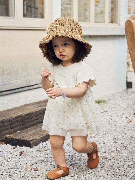 フラワーパターンチュールロンパース