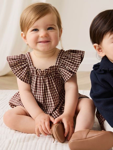 半袖ロンパースCinnamon Gingham