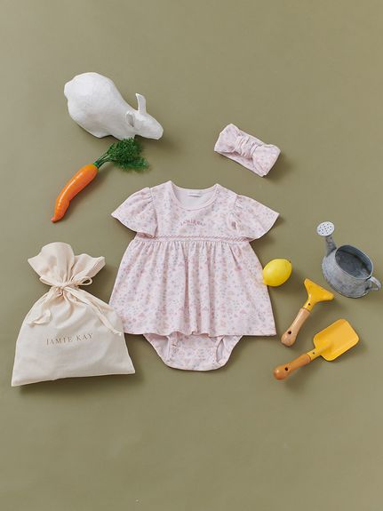 【ラッピング済み】【ONLINE限定】BunnyGardenロンパース&ヘアバンドセット