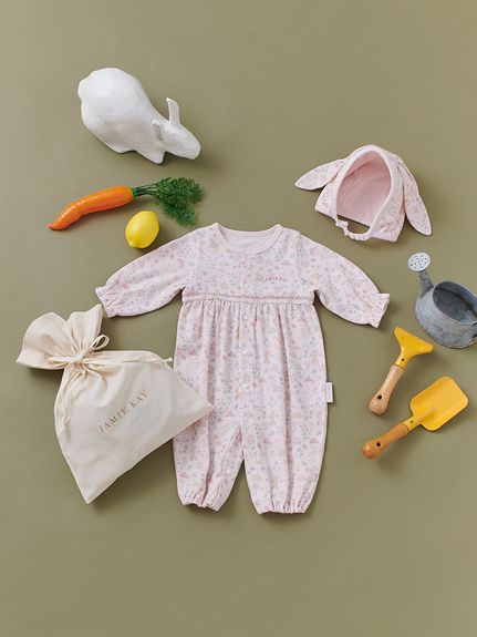 子供用おむつカバー　ボミーエイジ.95cm　マジック　撥水 ベージュ　チェリー柄 ラッピング済み】【ONLINE限定】BunnyGarden 2wayオール&うさ耳