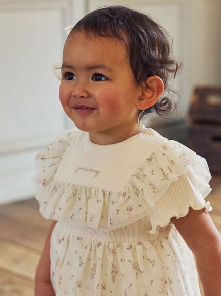 フラワーパターンチュール付け衿スタイ