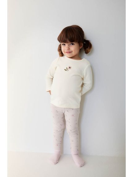 リブレギンスPetite Fleur Violet／オーガニックコットン
