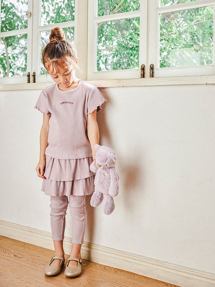 リブスカート付きレギンス／オーガニックコットン(洋服
