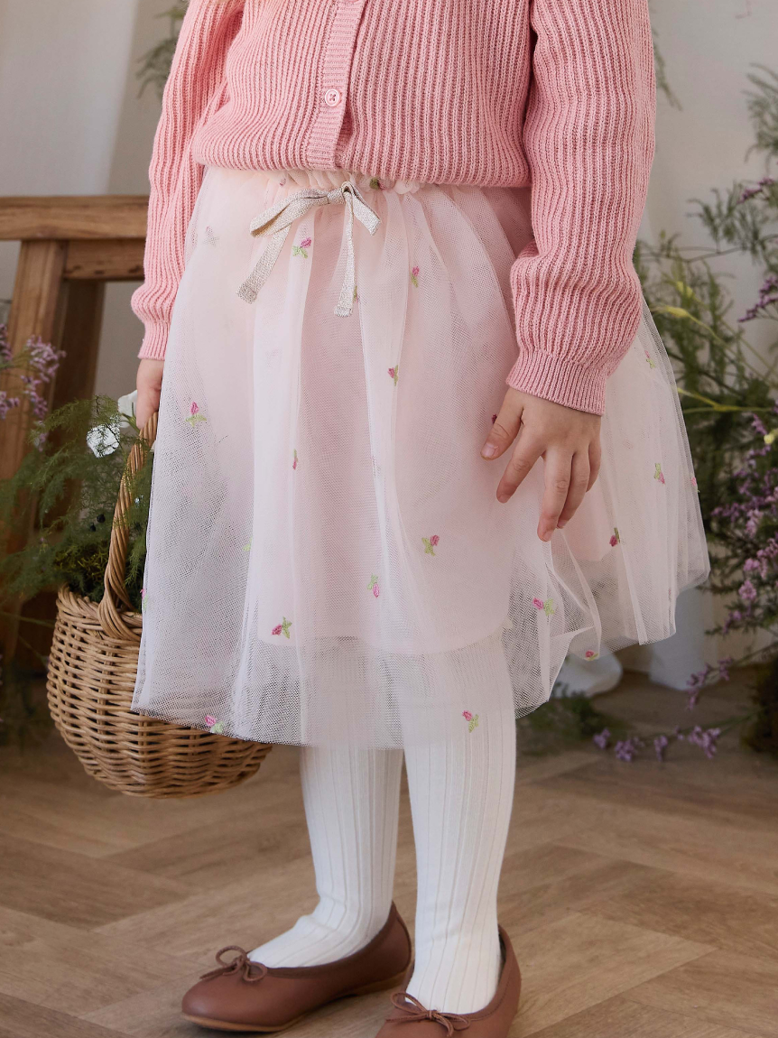 【ベビー＆キッズ】ローズ刺繍チュチュスカートRosebud Tulle（80～120cm）