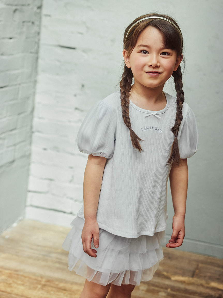 チュールパフスリーブTシャツ