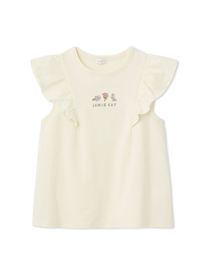 フリル刺繍Tシャツ／オーガニックコットン(洋服) │ JAMIE KAY