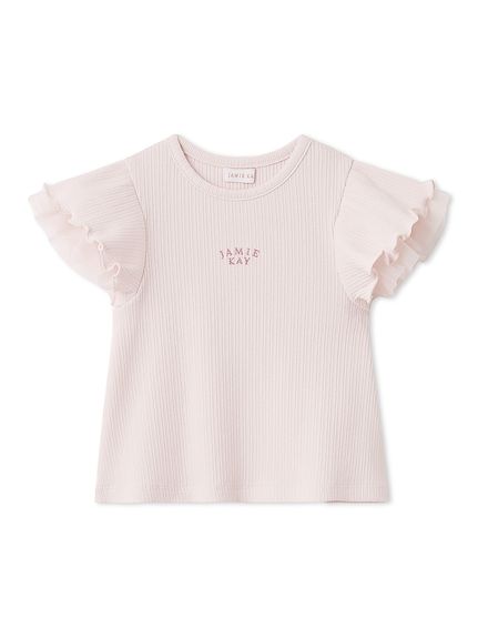 【ベビー＆キッズ】リブチュールフリルトップス／オーガニックコットン（80～120cm）