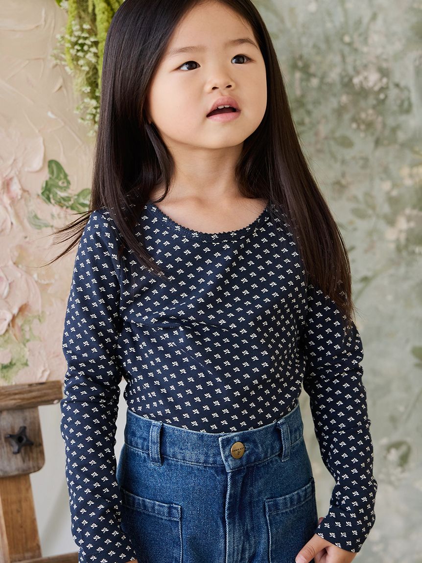 【新品タグ付き】ANAYI☆コットンスムースランタン袖プルオーバー 長袖トップス Lisa Petite Indigo／オーガニックコットン(洋服
