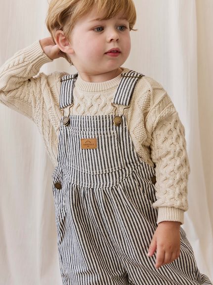 【ベビー＆キッズ】コットンツイルオーバーオール Sailor Stripe Eclipse Cloud（70～120cm）