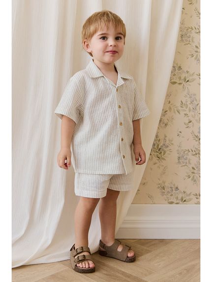 ベビー＆キッズ】半袖シャツ Mini Pinstripe Parchment Dawn（70