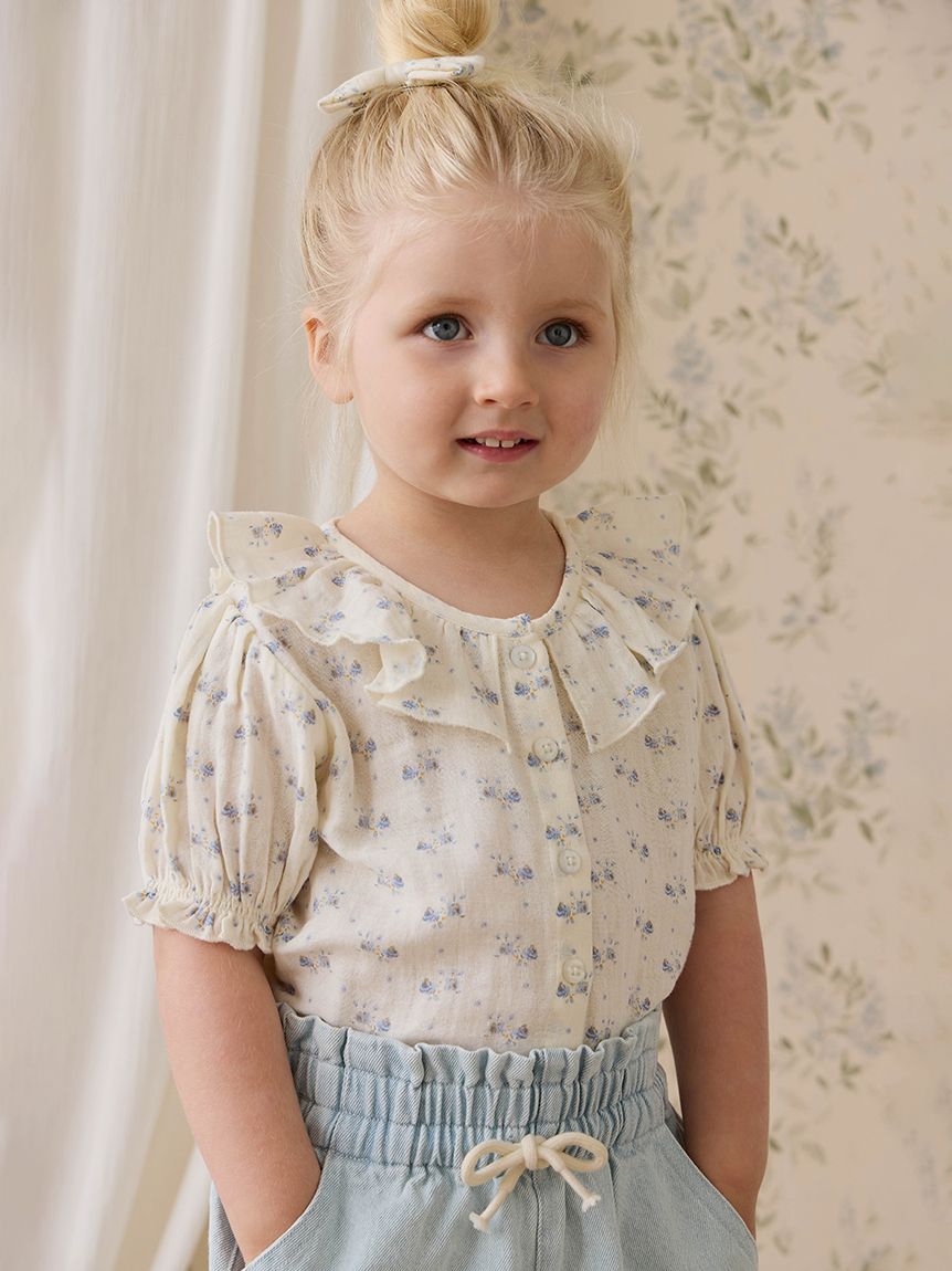 ベビー＆キッズ】モスリン半袖ブラウス Molly Blue（70～120cm）(洋服 