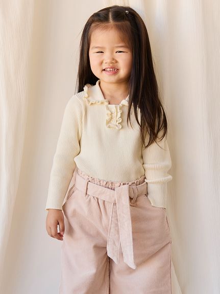 長袖襟付きニットトップスParchment