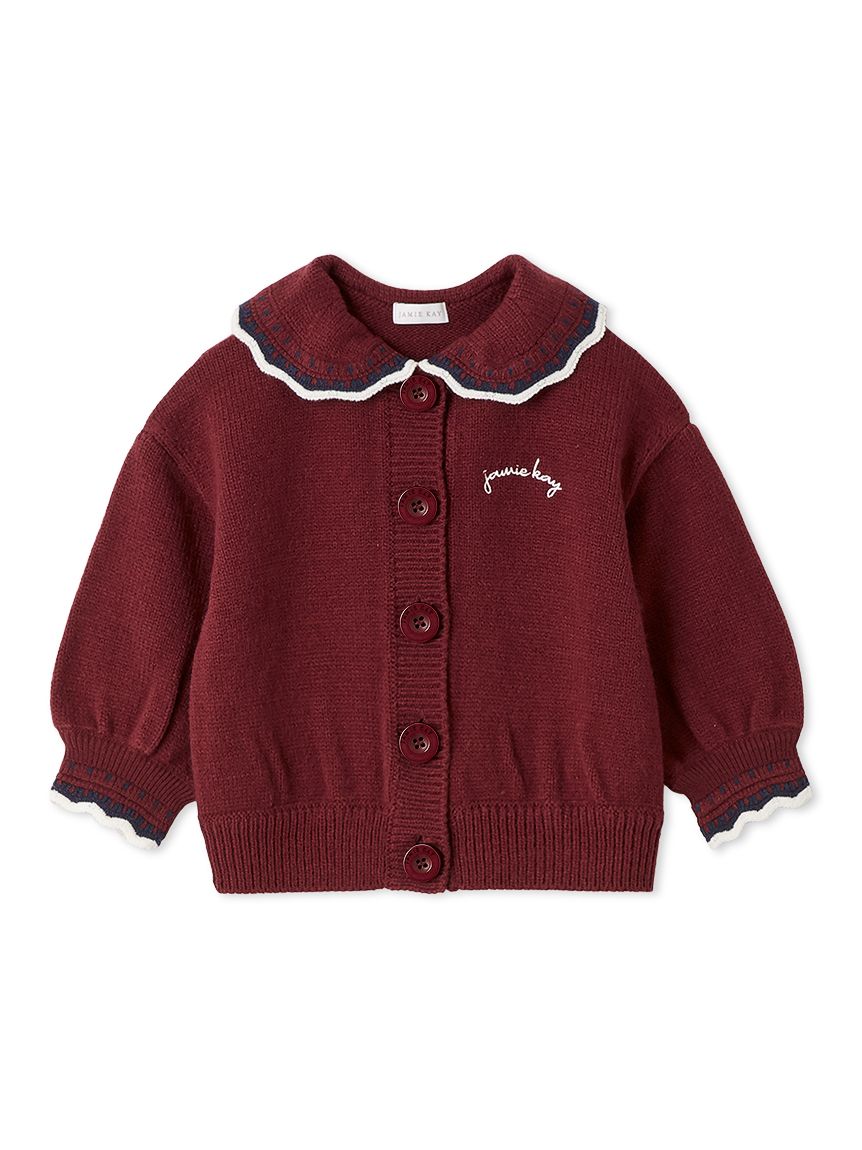 BABY チョコ柄 カーディガン ピンク ベビモコダックスフンドジャガードカーディガン(カーディガン・ガウン