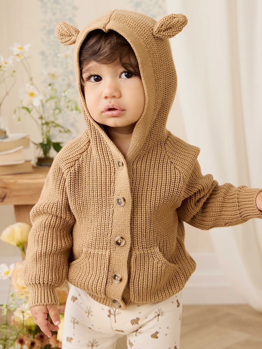 ベビー＆キッズ】くま耳ニットカーディガン Tawny Brown/Comet（70