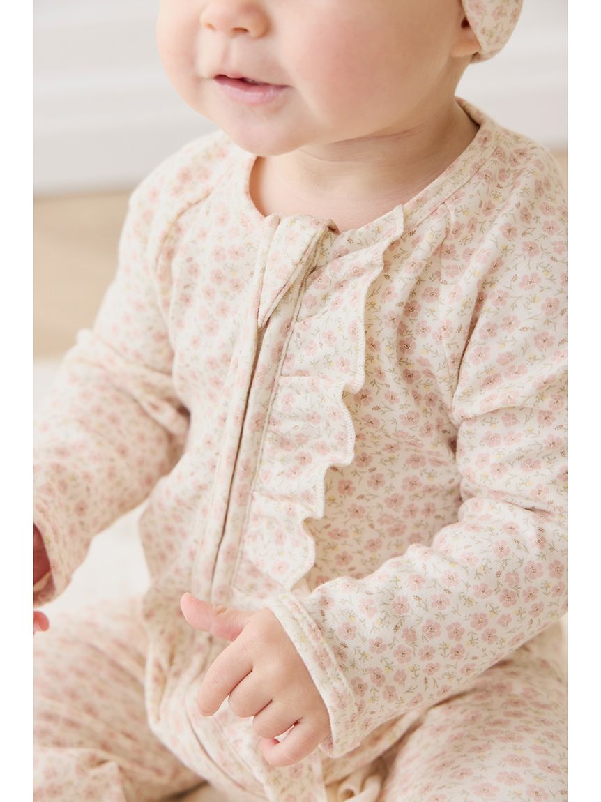 長袖足つきロンパースPenelope Rose Small／オーガニックコットン(洋服