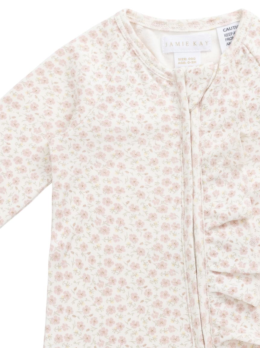 長袖足つきロンパースPenelope Rose Small／オーガニックコットン(洋服