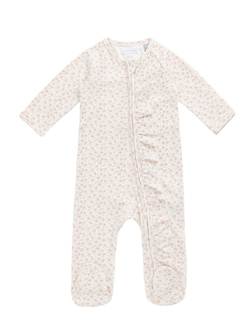 長袖足つきロンパースPenelope Rose Small／オーガニックコットン(洋服