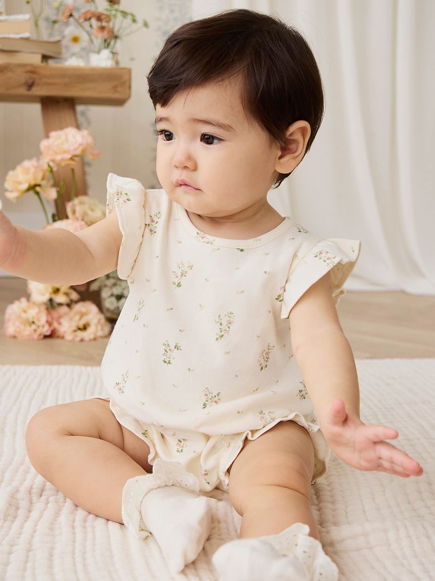 ベビー】フリルプレイスーツ Josepha Egret Small／オーガニック