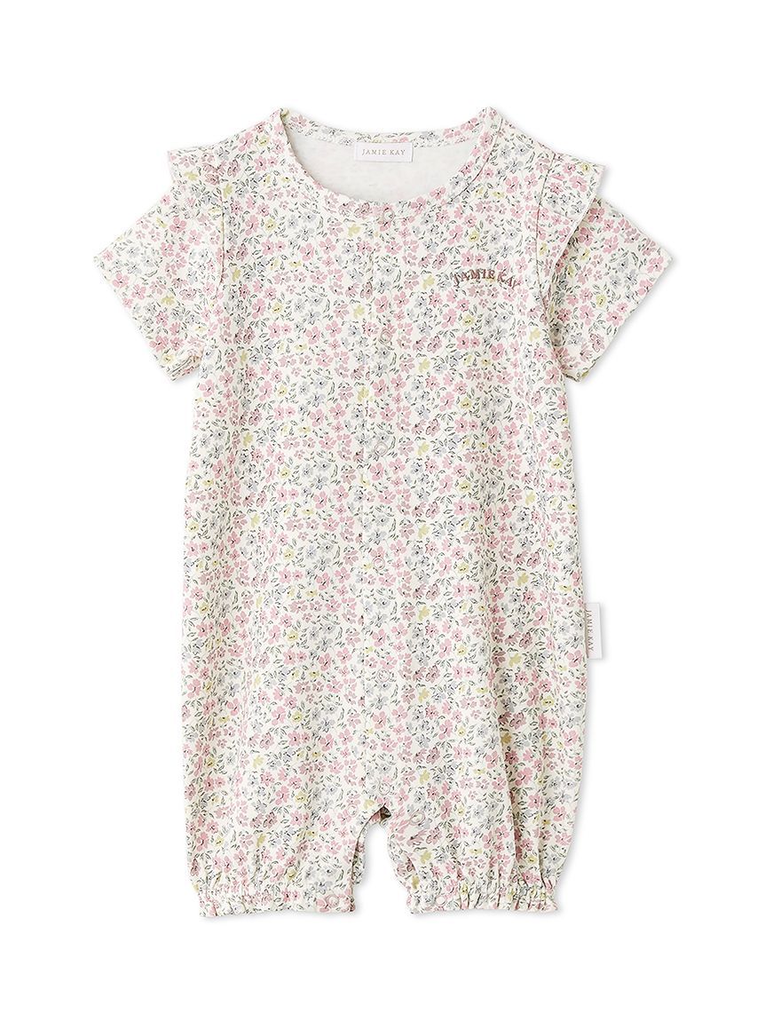 ベビー】フリルロンパース／オーガニックコットン（70～80cm）(洋服