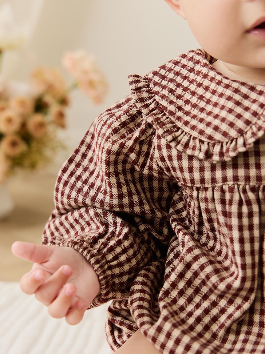 ベビー】長袖プレイスーツCinnamon Gingham（60～90cm）(洋服