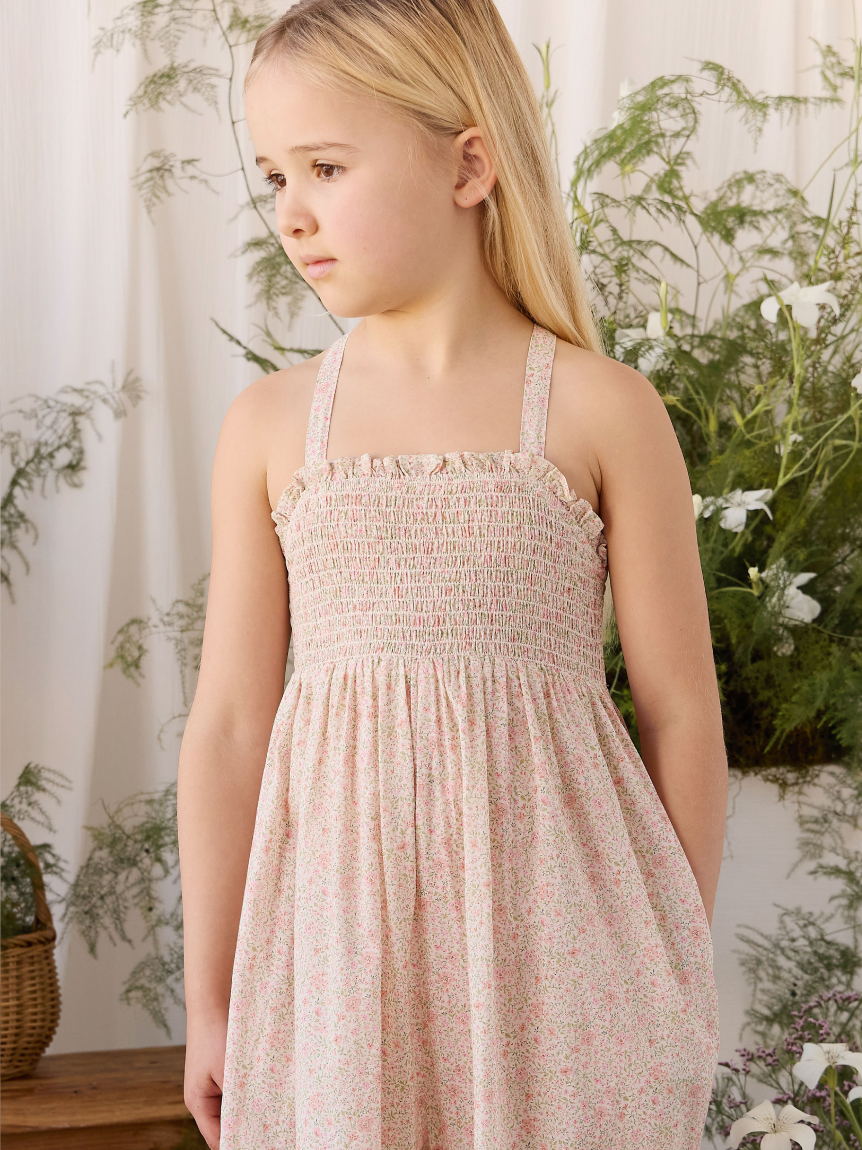 EC限定/ベビー】小花柄シャーリングジャンプスーツFlora Pink（70
