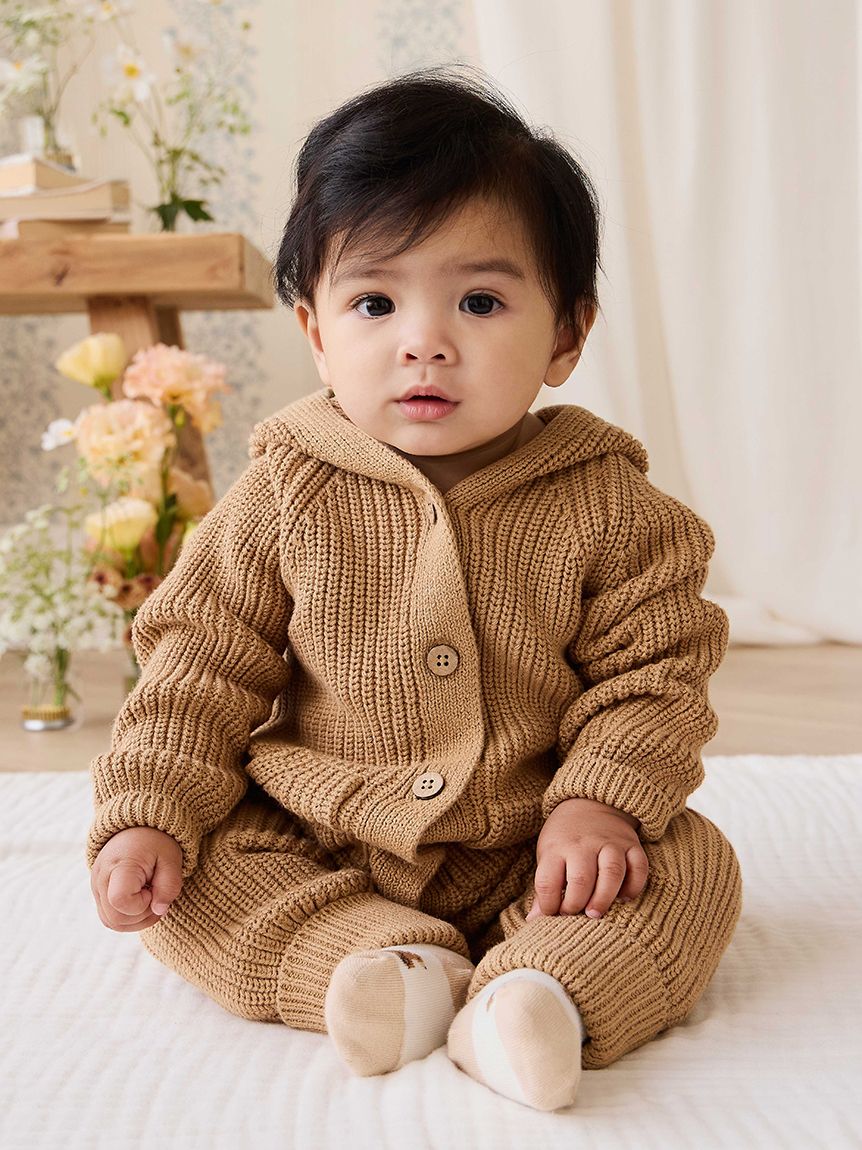 ベビー】くま耳ニットロンパース Tawny Brown（60～90cm）(洋服