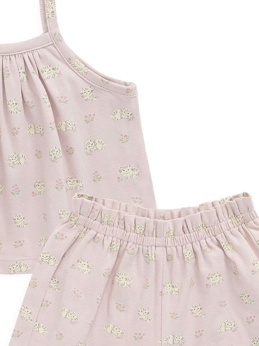 ケイミー kayme グレーバタフライギャザーワンピース 半袖 膝丈 ジャージー ショートパンツパジャマセットMoon Floral Mauve(洋服) │ JAMIE KAY