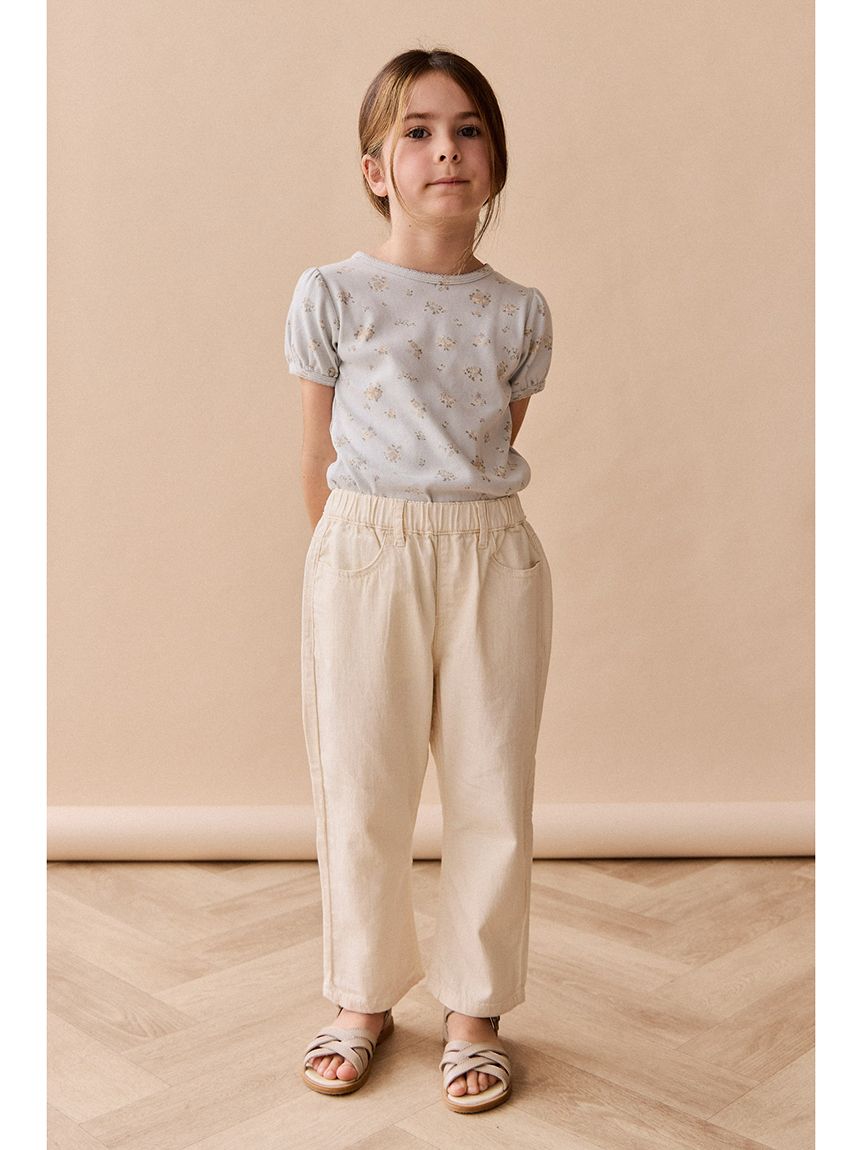 パフスリーブトップスPetite Fleur Blue／オーガニックコットン(洋服