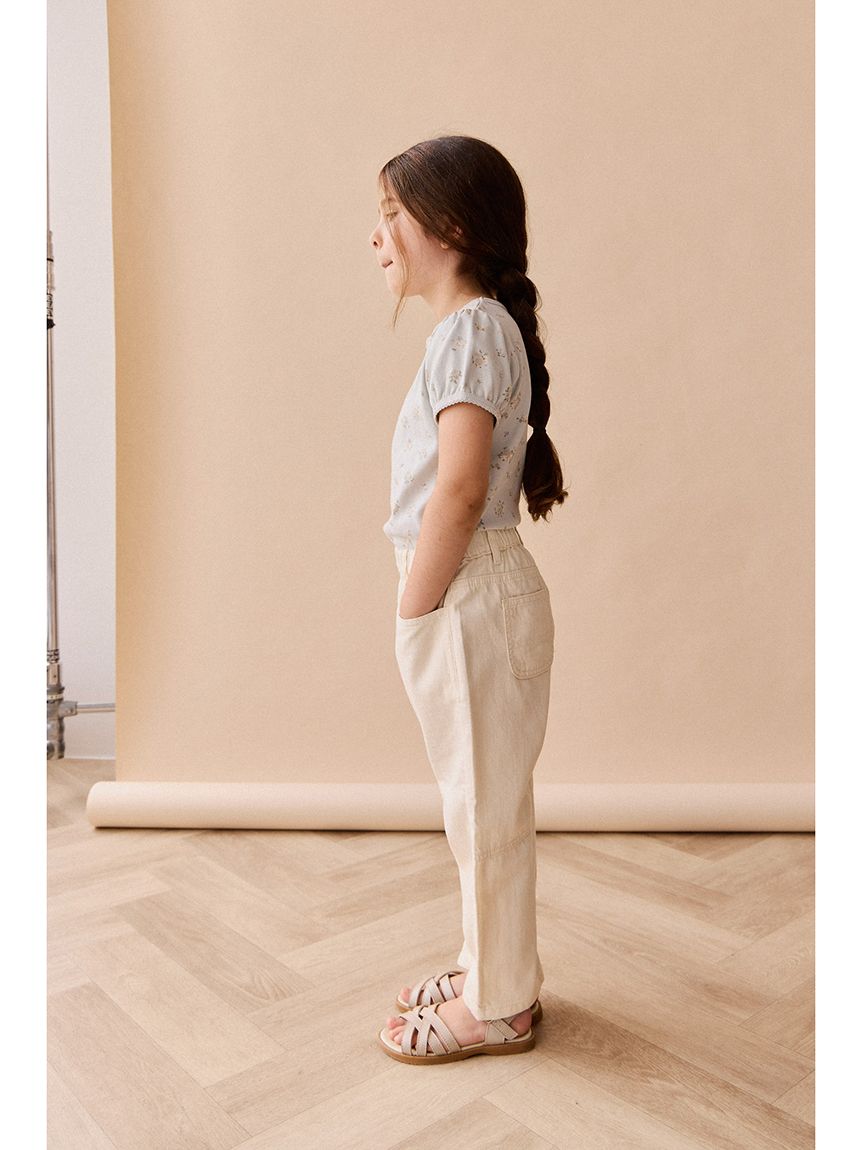 パフスリーブトップスPetite Fleur Blue／オーガニックコットン(洋服