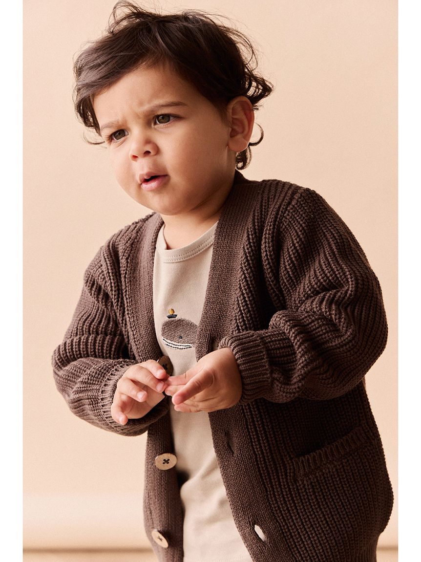 kids 90size ラウンドヘム HunteTシャツHazy Taupe Whale／ピマコットン(洋服) │ JAMIE KAY