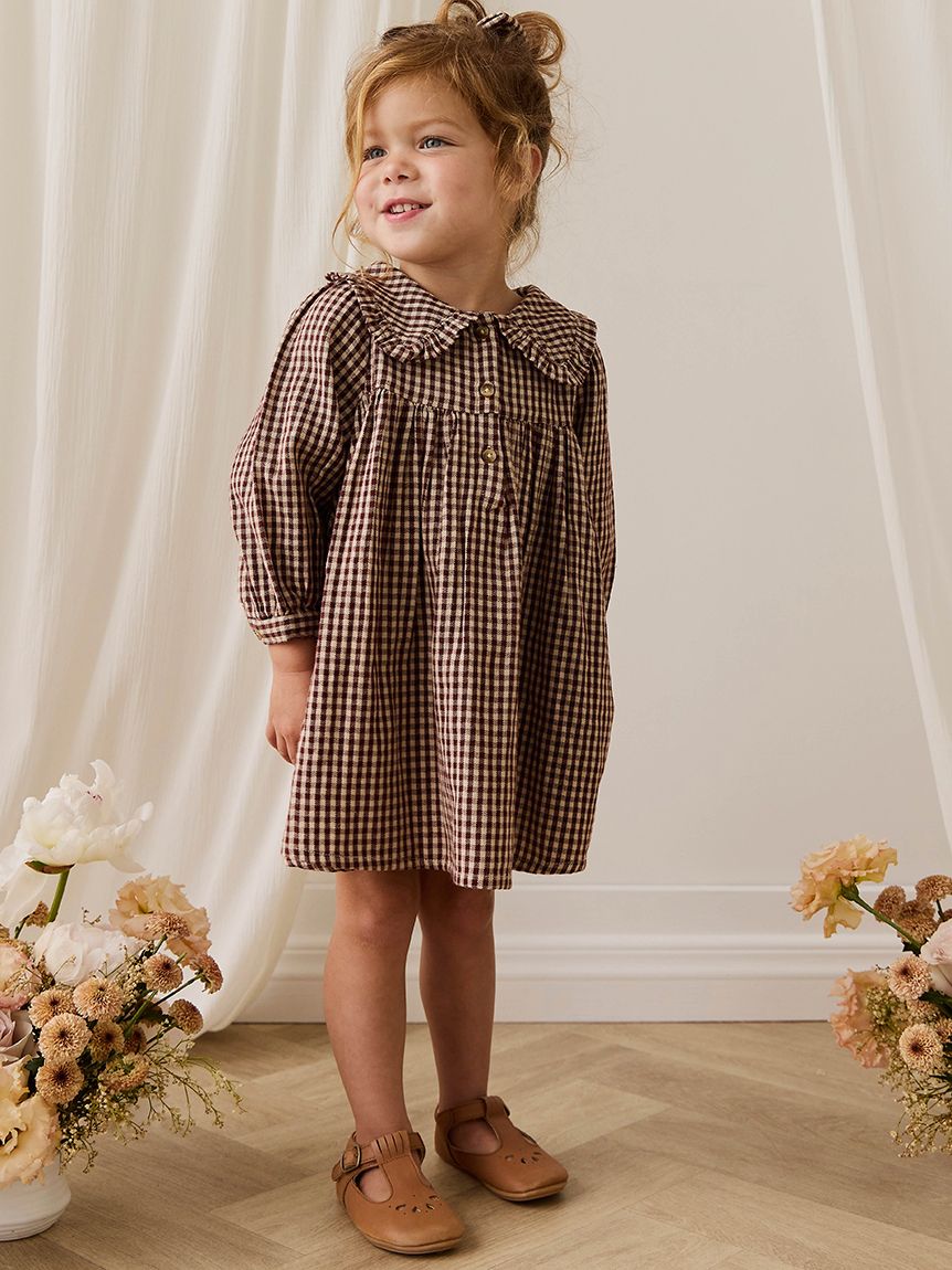 ベビー＆キッズ】長袖ワンピースCinnamon Gingham（80?120cm）(洋服