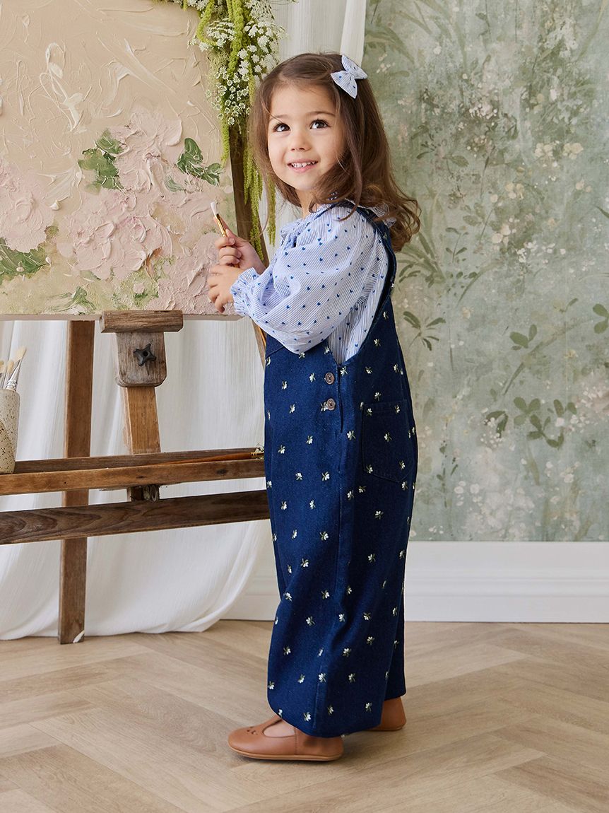 ベビー＆キッズ】刺繍デニムオーバーオール Lisa Indigo（70～120cm