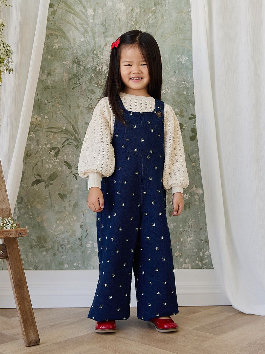 ベビー＆キッズ】刺繍デニムオーバーオール Lisa Indigo（70～120cm
