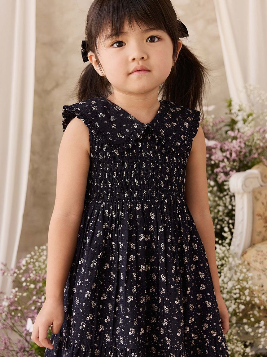 ベビー＆キッズ】花柄ノースリーブワンピース Maisie Navy