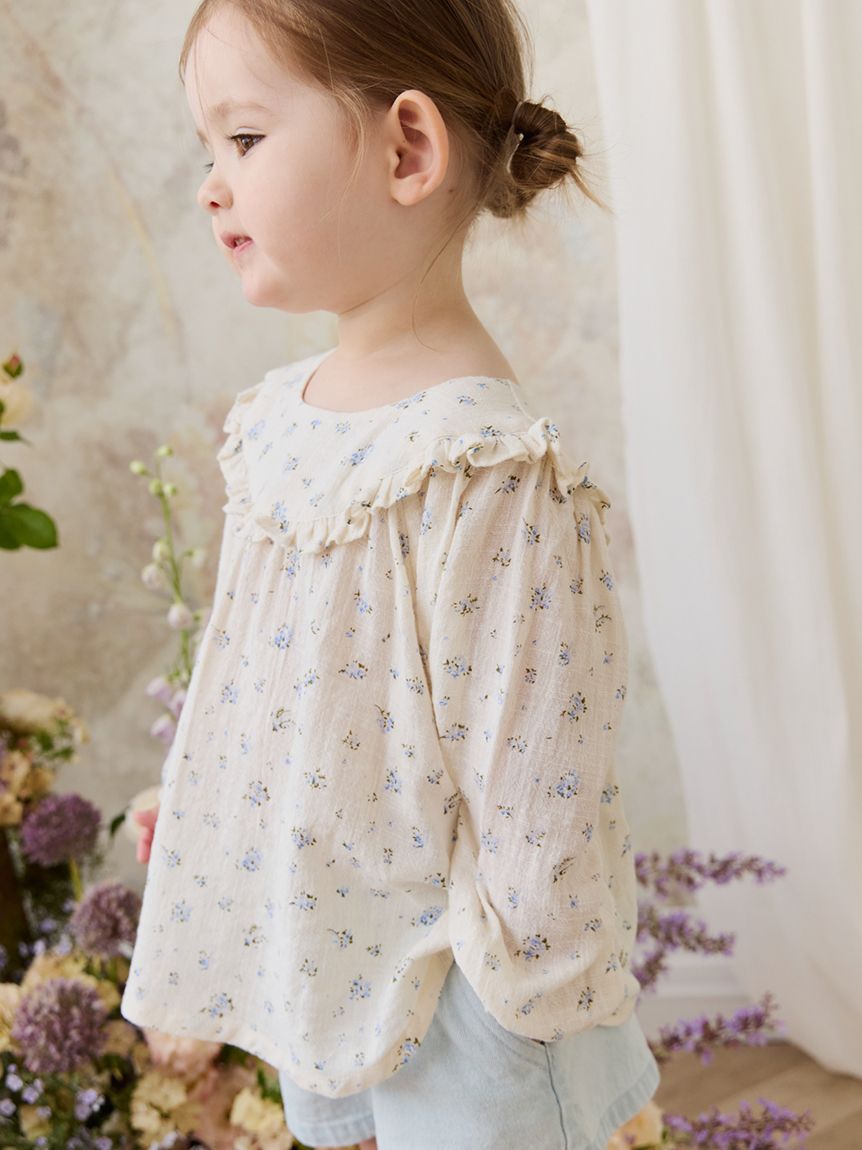 ベビー＆キッズ】小花柄長袖ブラウス Juniper Fields Blue（80～120cm