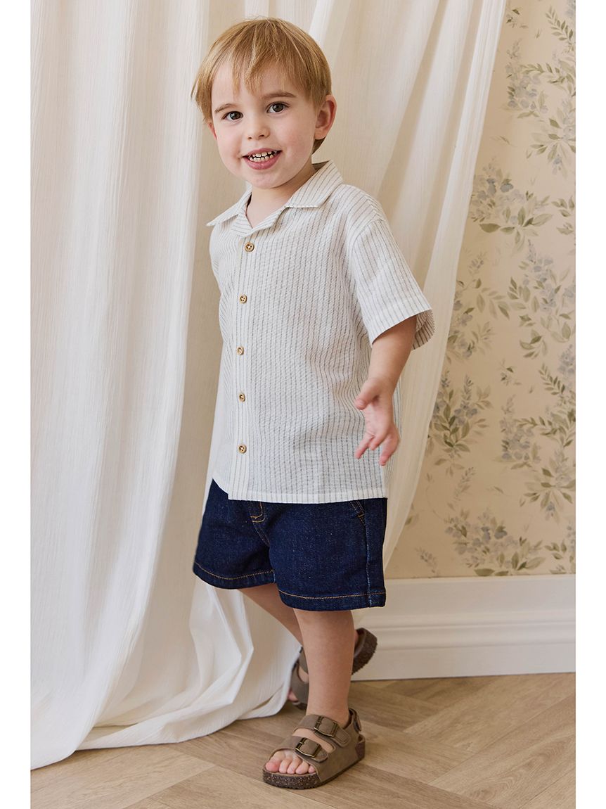 半袖シャツ Mini Pinstripe Parchment Dawn(洋服) │ JAMIE KAY