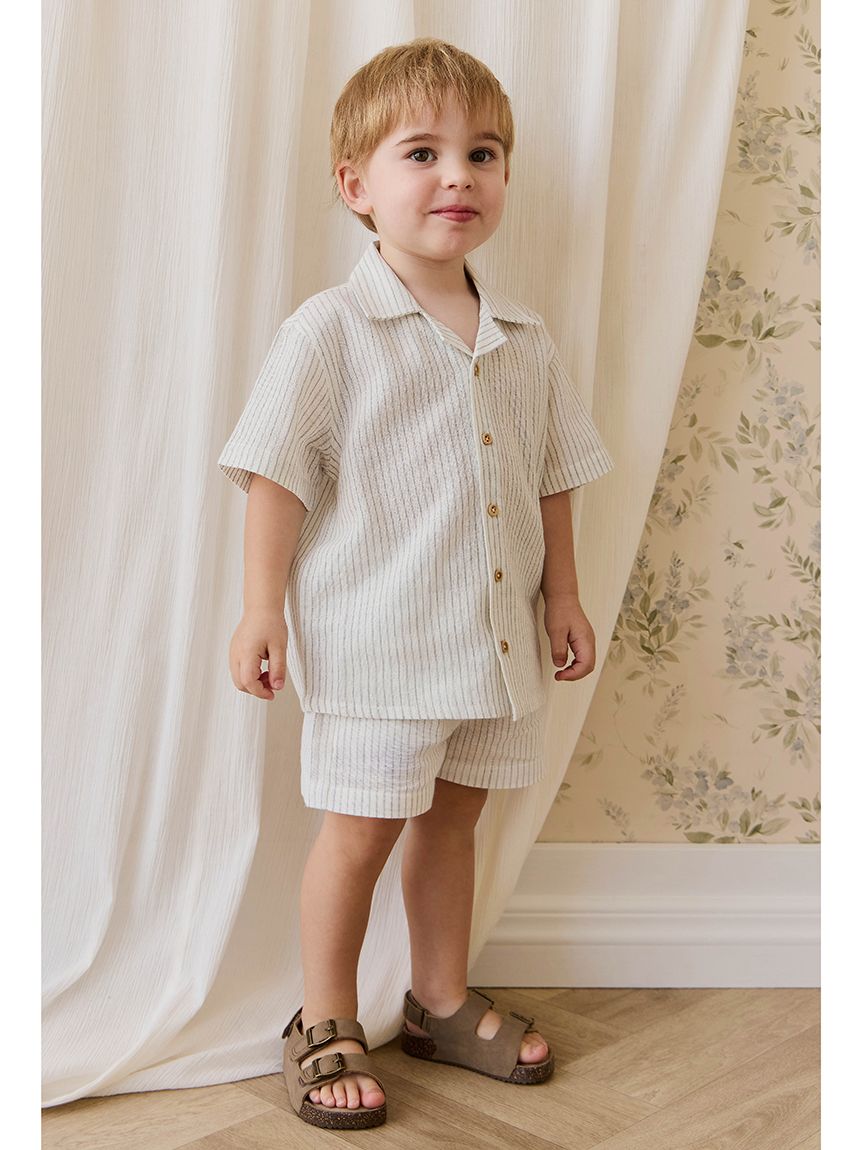 ベビー＆キッズ】半袖シャツ Mini Pinstripe Parchment Dawn（70
