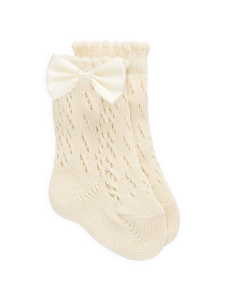 ベビー＆キッズ】リボンハイソックス Milk/Bastille（7～16cm）(洋服