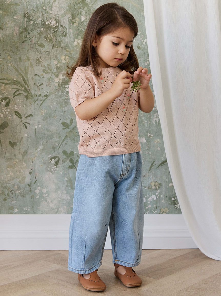 フラワー刺繍半袖ニット Rose Mist Alexandra(洋服) │ JAMIE KAY