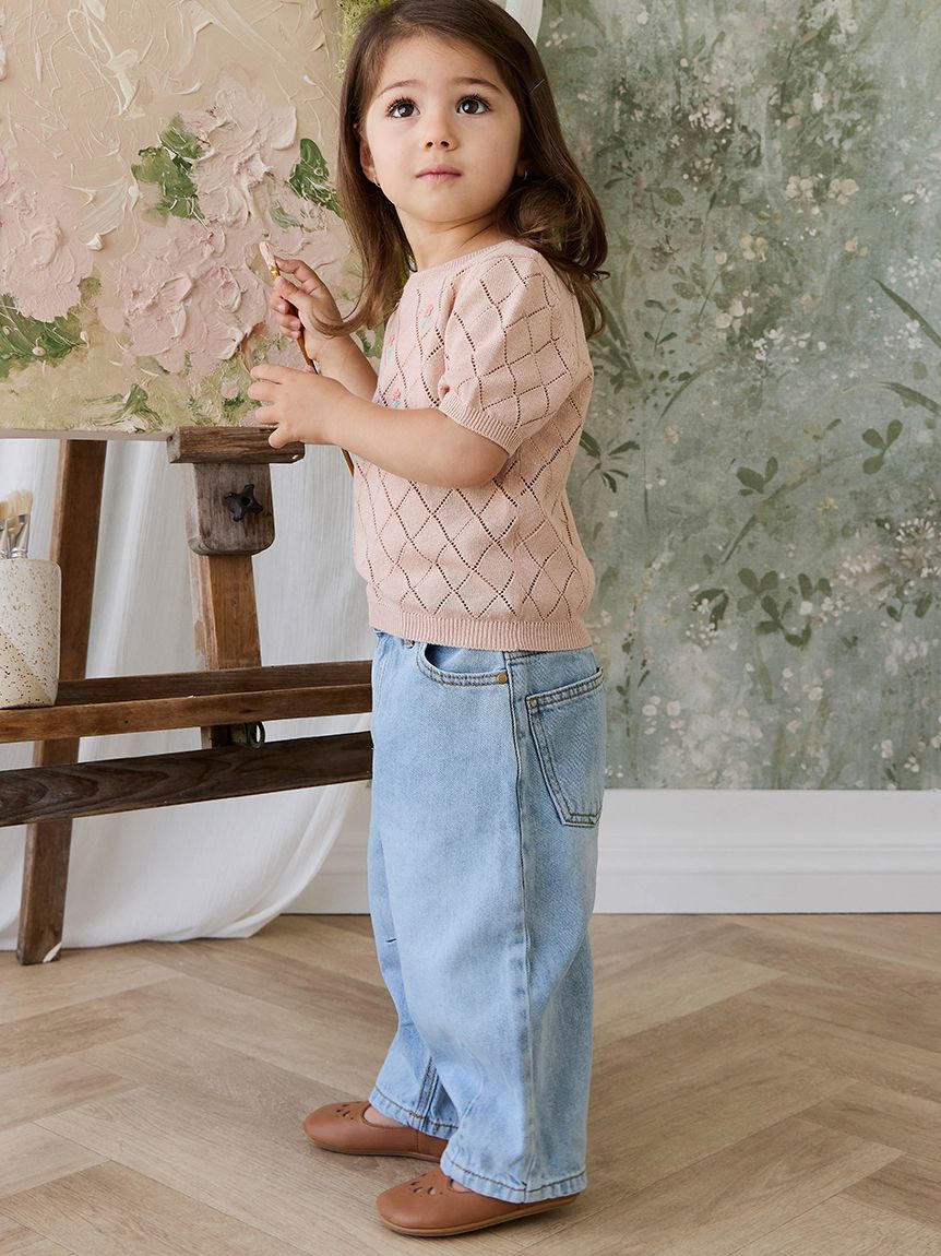 フラワー刺繍半袖ニット Rose Mist Alexandra(洋服) │ JAMIE KAY