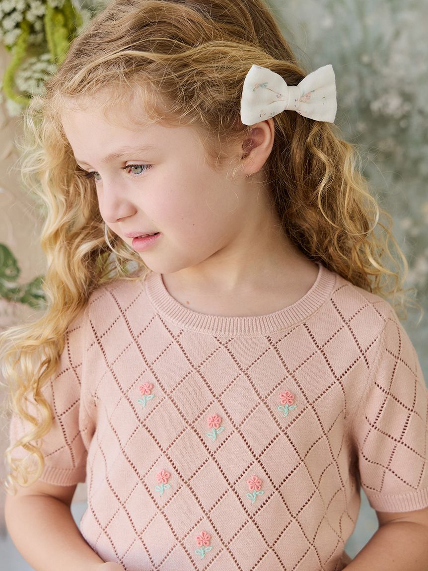 フラワー刺繍半袖ニット Rose Mist Alexandra(洋服) │ JAMIE KAY