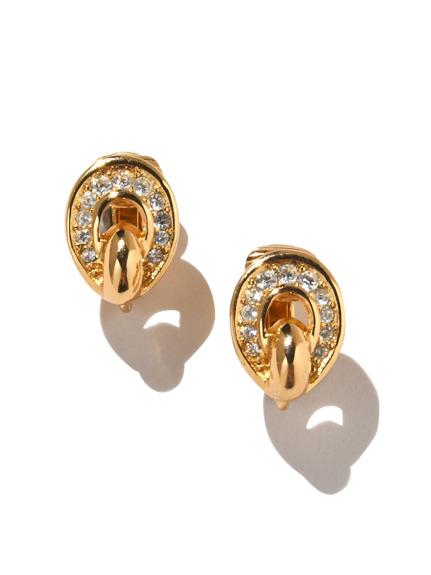 Christian Diorラインストーンイヤリング