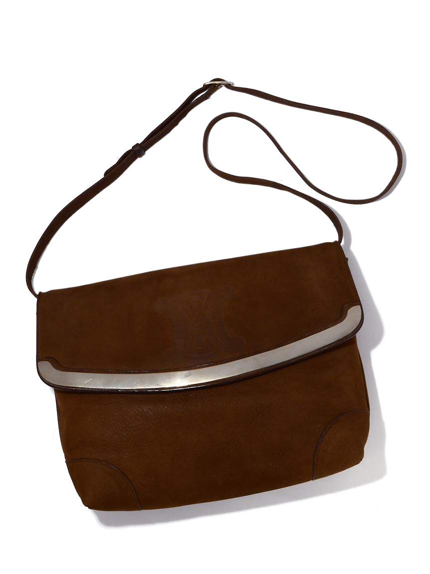 CELINEブラゾンロゴフラップスエードショルダー