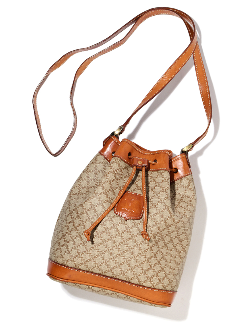 CELINEマカダムモノグラム巾着ショルダーバッグ