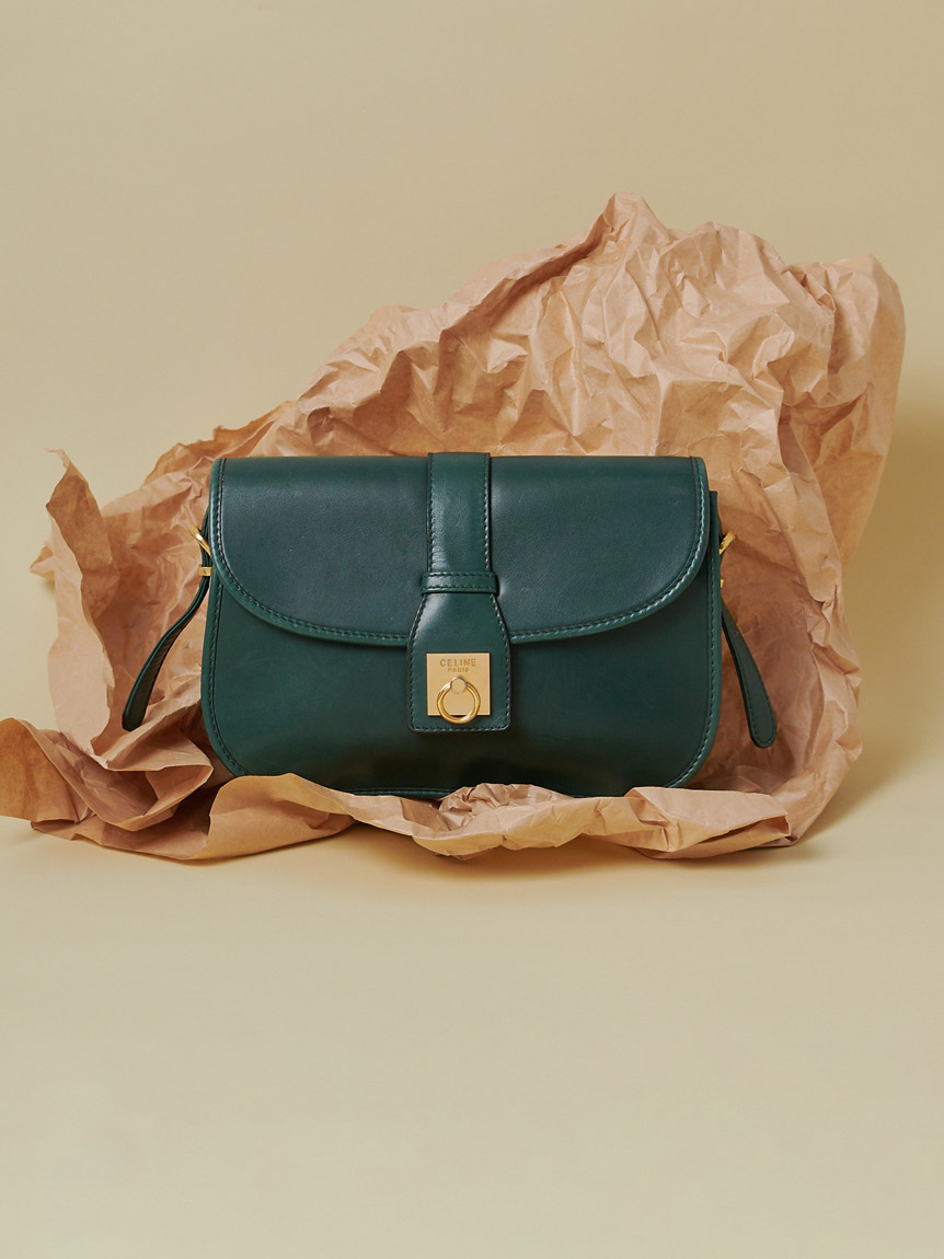 CELINE ロゴリングフラップショルダー(ヴィンテージバッグ